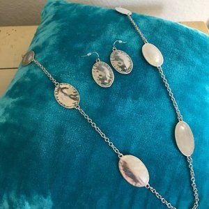 Silver necklace and earring set
